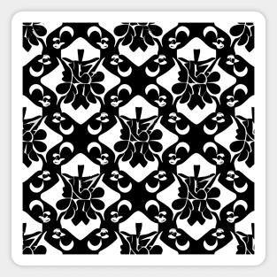 Black and white moon and floral pattern Magnet